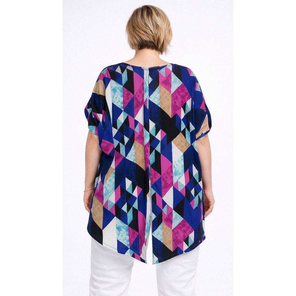 Lane Bryant Geometric Hi-Lo Split Back Blouse Zipper Detail‎ Plus Size 18/20 - Picture 2 of 10